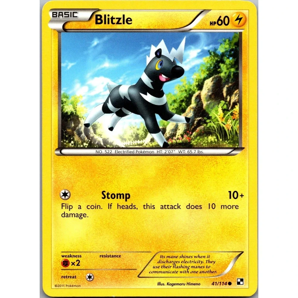 Pokemon Blitzle 41/114 Black and White‎ Common Lightning TCG Card MP
